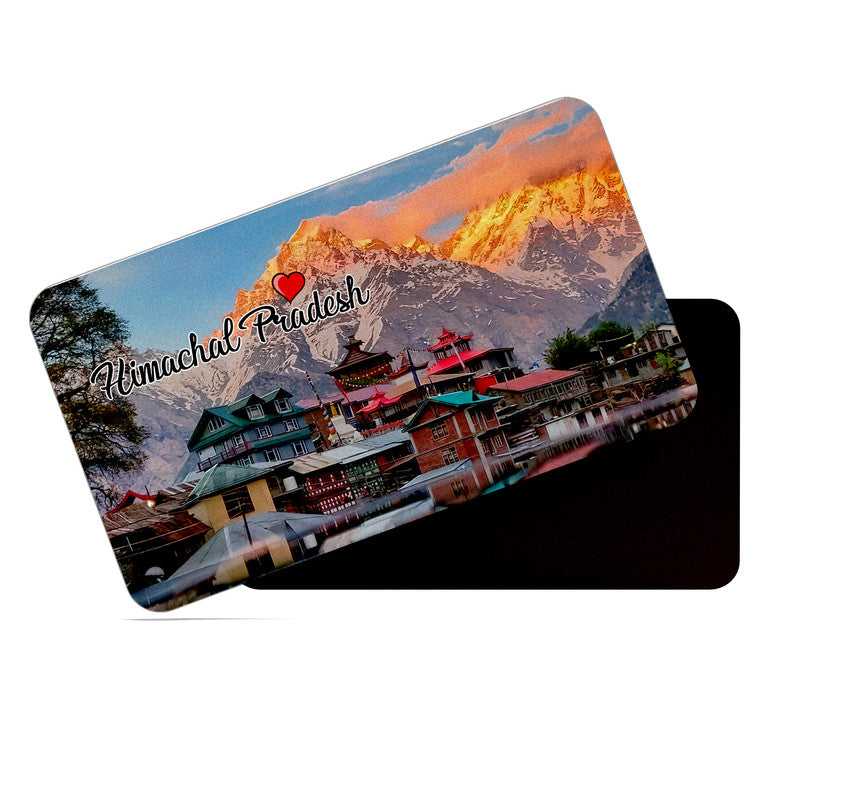 dhcrafts Rectangular Rubber Fridge Magnet / Magnetic Card Multicolor Himachal Pradesh D2 Design Pack of 1 (8.6cm x 5.4cm)